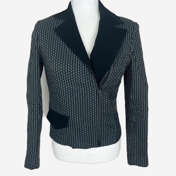 rag & bone Jackets & Blazers - RAG & BONE ZIP UP BLAZER JACKET IN BLACK AND GREY SIZE 2